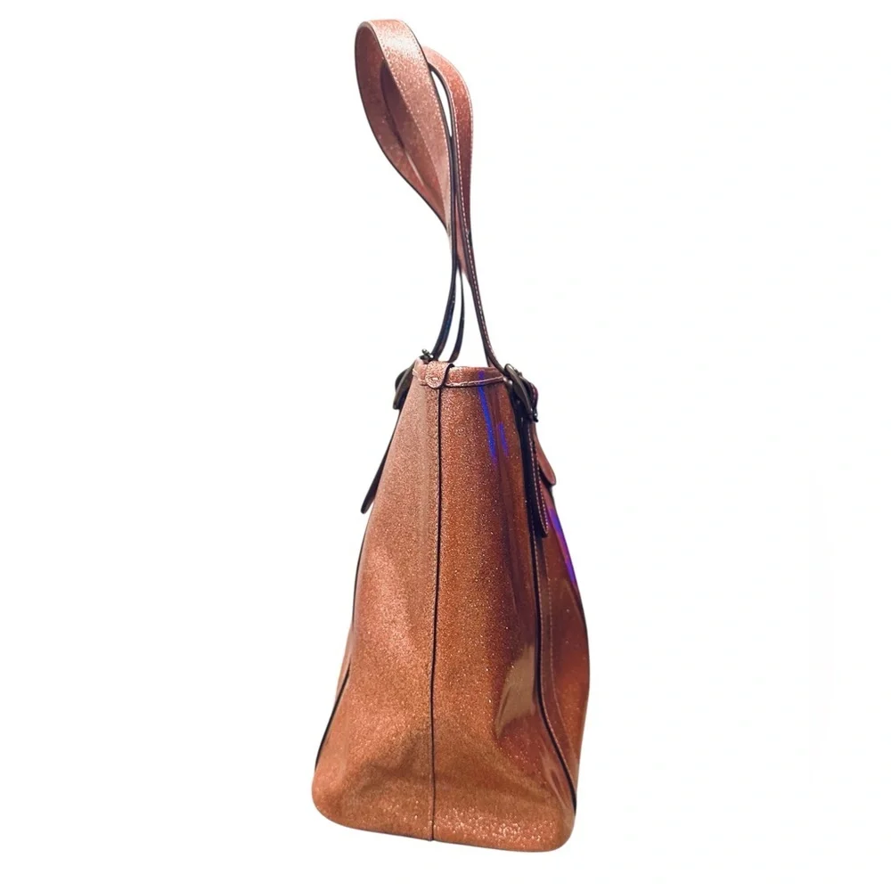 Coach Leather Metallic Glitter Rose Pink Large Tote Bag NWT - Picture 8 of 11